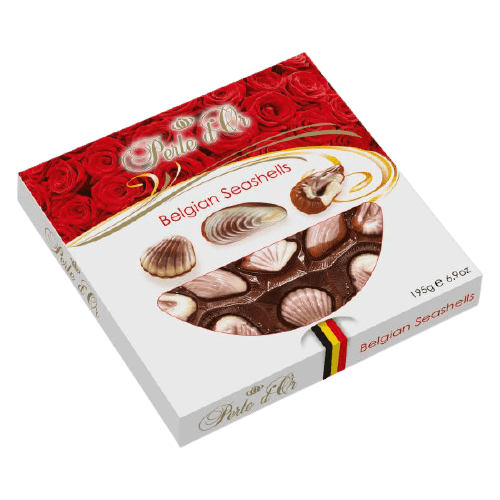 קונכיות שוקולד בלגי מובחר.