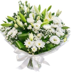 זר פרחים - ברכה לבנה