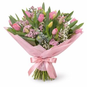 זר טוליפים ורודים - וואו זר