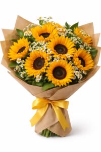 זר חמניות כפרי חיוך של שמש